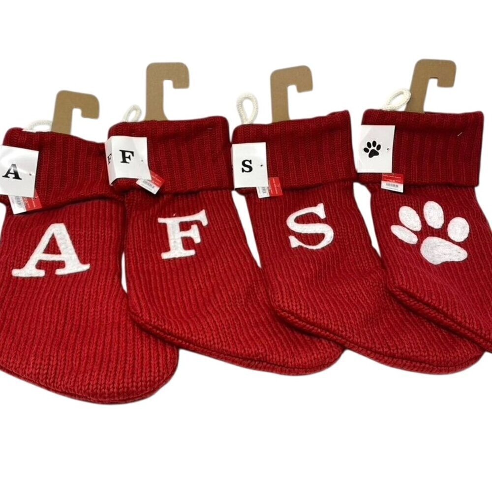 Target Wondershop Knit Monogram Alphabet Christmas Stocking 20" Red Various